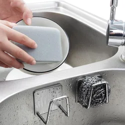 Stainless Steel Sink Shelf Sponges Holders Self Adhesive Drain Drying Rack Kitchen Storage Organizer Wall Hooks Accessories