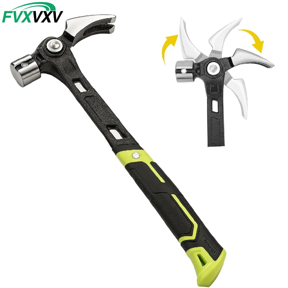 1PCS Adjustable Nail Puller Hammer Magnetic Nail Starter Anti-Slip Shock-Absorbing Handle Claw Hammer for DIY Workshop Construct