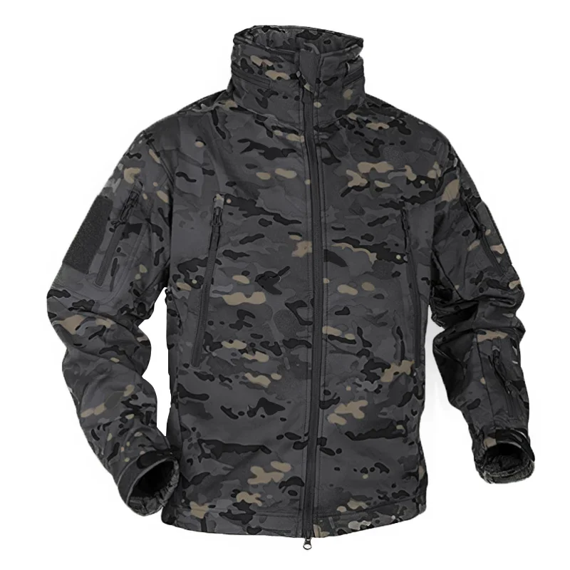 Winter Fleece Jacket Men Soft Shell Tactical Waterproof Camo Coat Airsoft Hunting Clothes Windbreakers Men Clothing