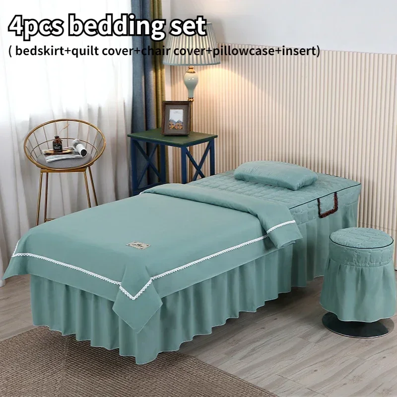 

Laced Beauty Salon 4pc Bedding Sets for Eyelash Massage SPA Salon Use Bedskirt,comforter, Pillowcase, Chair Cover Sets