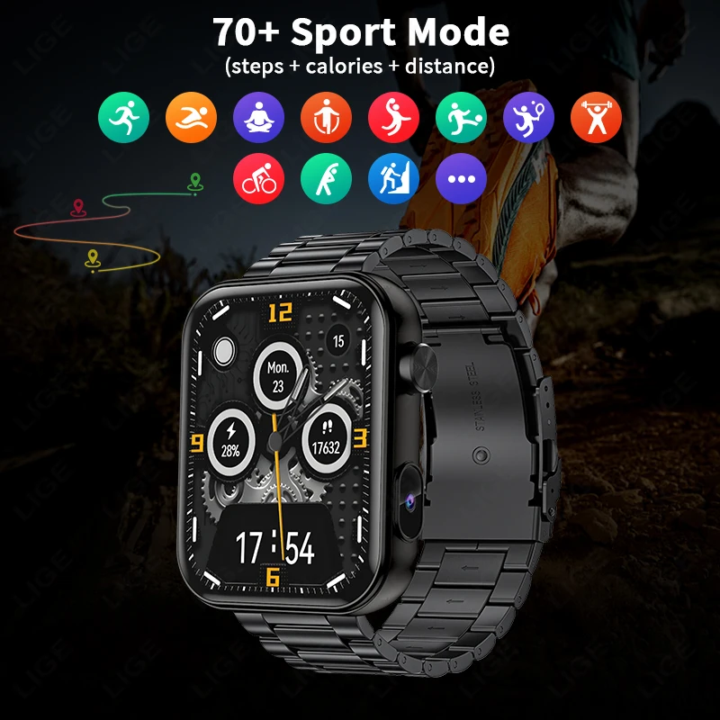 ساعة ذكية جديدة مع كاميرا تسجيل فيديو مزامنة كاميرا الهاتف ذاكرة كبيرة ديناميكية فيديو الطلب الموسيقى بلوتوث دعوة Smartwatch 2025