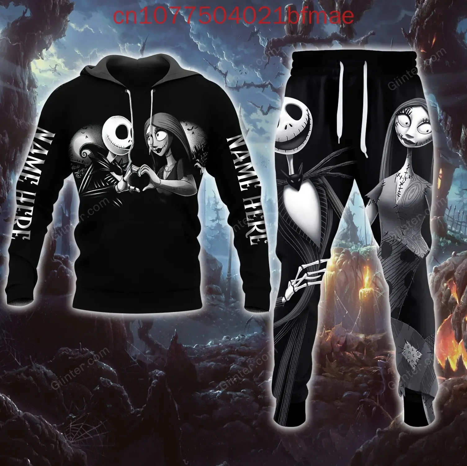 ديزني الكابوس قبل عيد الميلاد زي تأثيري 3D هوديي جاك Skellington زي هوديي وسراويل عداء ببطء مجموعات #6