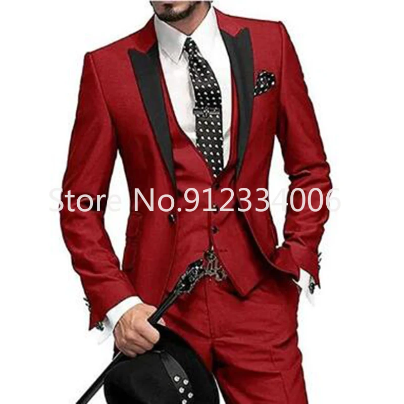 

Latest Men's Suit Slim Fit 3 Piece Groom Tuxedo Gentle-Men Wedding Suits Notch lapel Groom Tuxedo Terno ( Blazer+Pants+Vest )