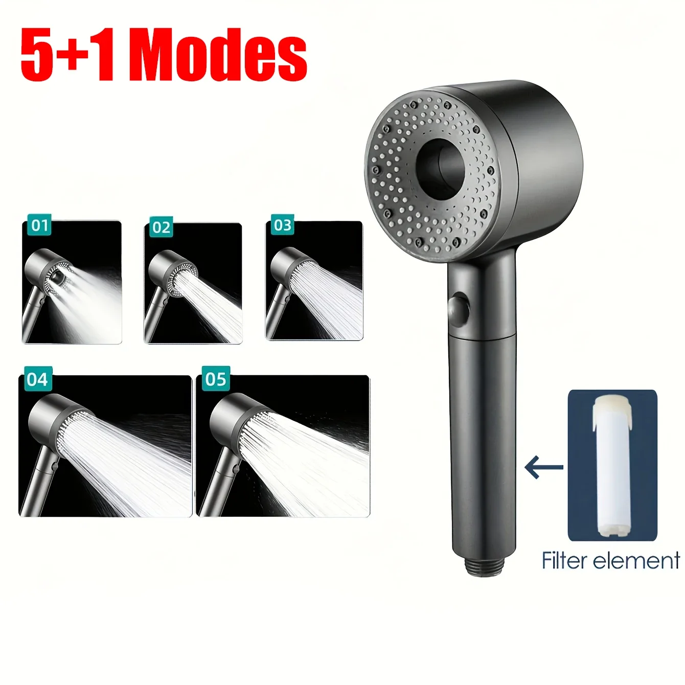 

5 Mode Adjustable Shower Head Large Flow Filter Showerhead High Pressure Water Saving Mixer Shower Nozzle Bathroom Accessories