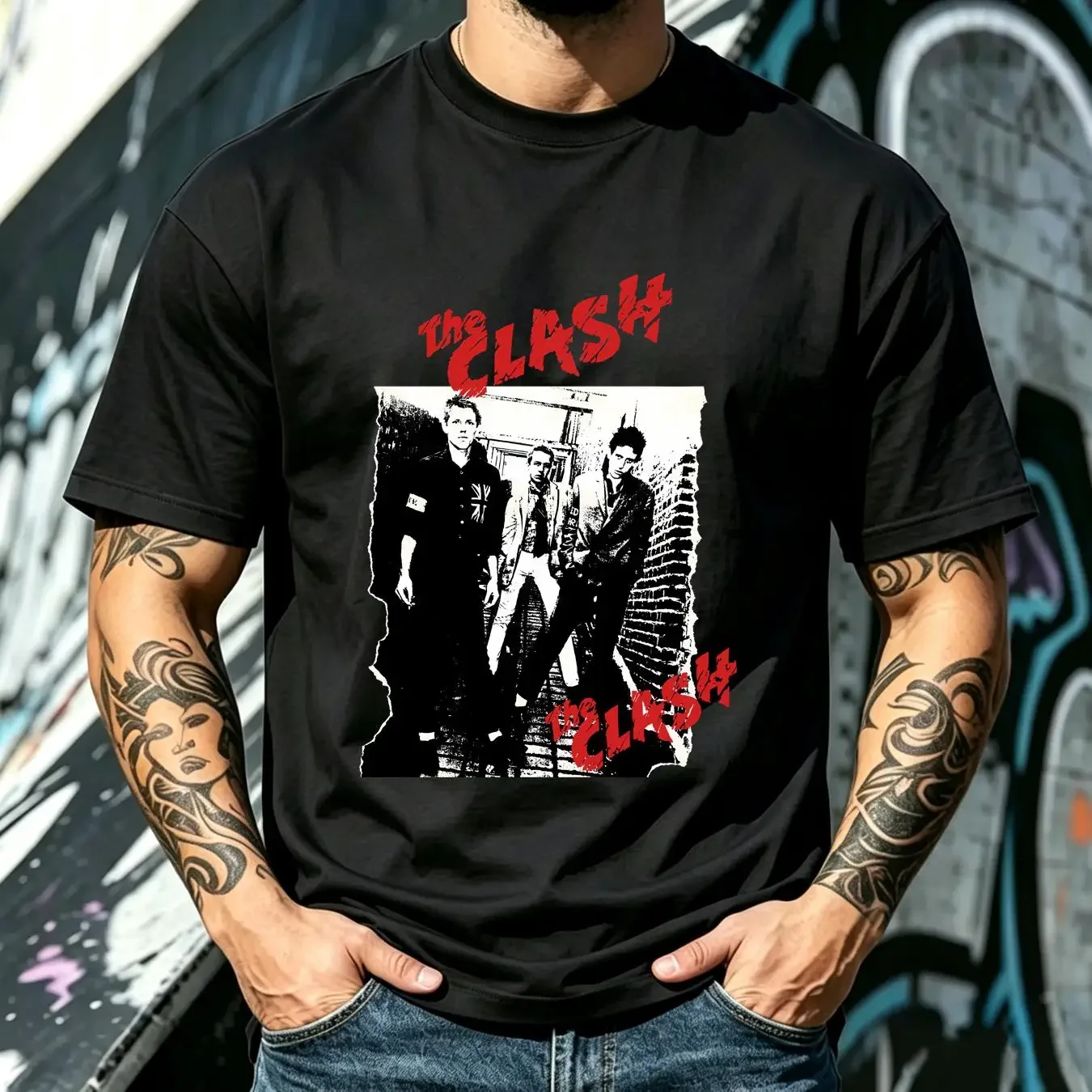 washed T Shirt NEW LISTINGVintage The Clash Band Cotton For Men All Size S 4XL TT1884 vintage Washed Stretched graphic fashion