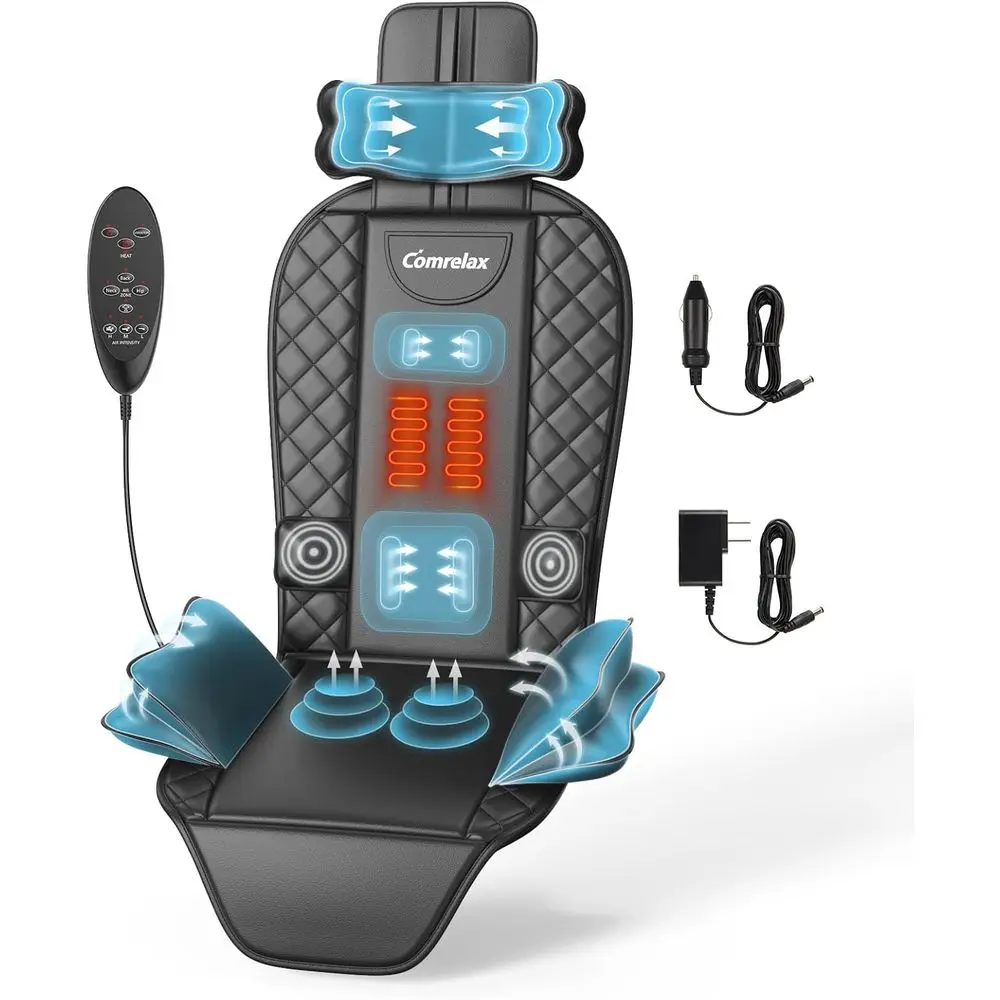 

Back Massager with Heat & Traction & Vibration, Seat Massager Pad or Pain Relie Deep Tissue, Lumbar Traction, PU Leather, oldabl