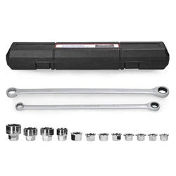 Kit de chave de catraca ajustável 15 em 1, aço cromo vanádio, chave de torque, conjunto de soquete para reparo de carro, ferramentas manuais