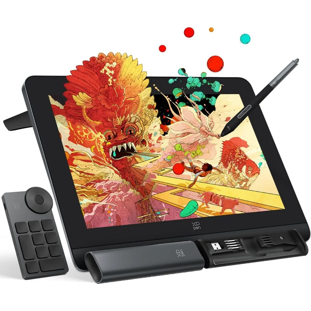 14 Inch Tablet, Screen with Anti-Glare, 16384 Pressure, Battery-Free Stylus, 123% sRGB, Tilt Stand, Mini Dial