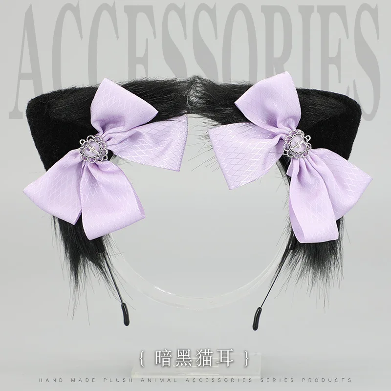 Gothic CAT EAR headband Kawaii Lolita Cat ears headdress เครื่องประดับผม JK สาวฮาโลวีนปาร์ตี้คอสเพลย์ Headwear hairpin