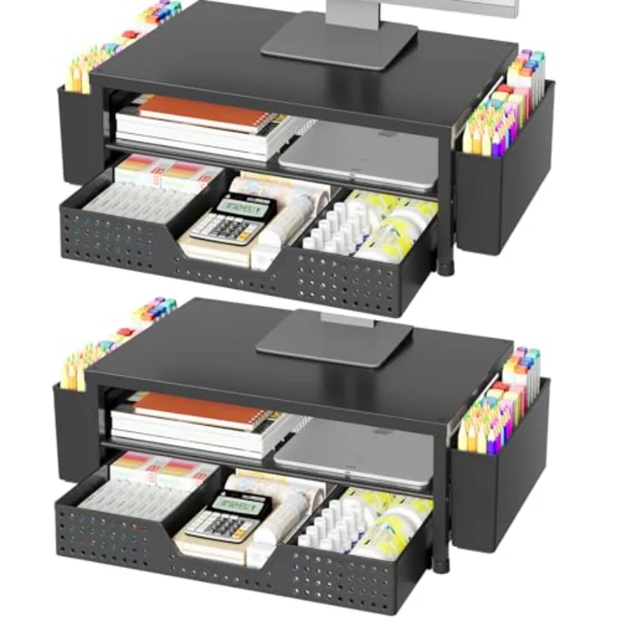 

Настольный органайзер и подставка для аксессуаров: 2-уровневая подставка-увеличитель для монитора с выдвижным ящиком и 2 держателями для ручек, подставка для ноутбука, офисные принадлежности для стола