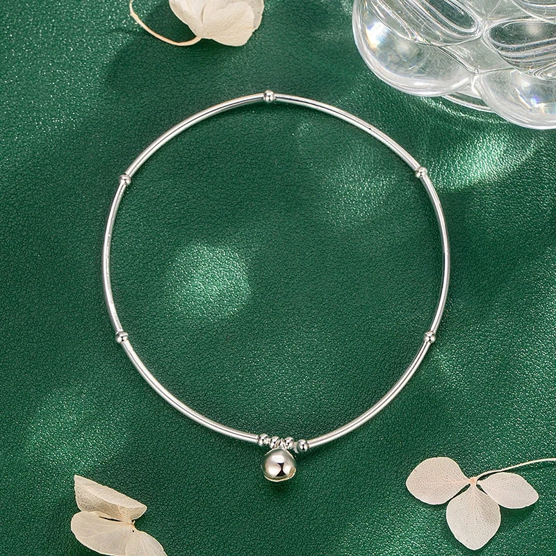 Simple Round Bead Bell Curved Tube Anklet 2026 New Style Exquisite Anklets For Women Elastic Rope Jewelry KOFSAC