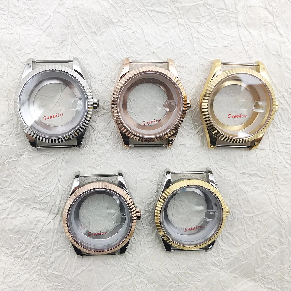 39mm Watch Case Kit for 8285 Movement, Fits 31mm Dial, Sapphire Glass, Fluted Bezel, Date Magnifier, 5 Colors, Mechanical Mod Pa