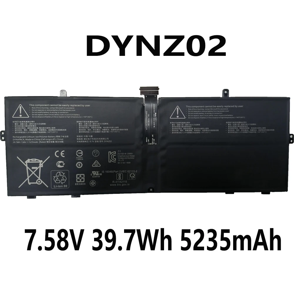 

DYNZ02 7.58V 39.7Wh 5235mAh Laptop Battery For Microsoft Surface Laptop Go 12.4-Inch, Laptop Go 1943 916TA135H
