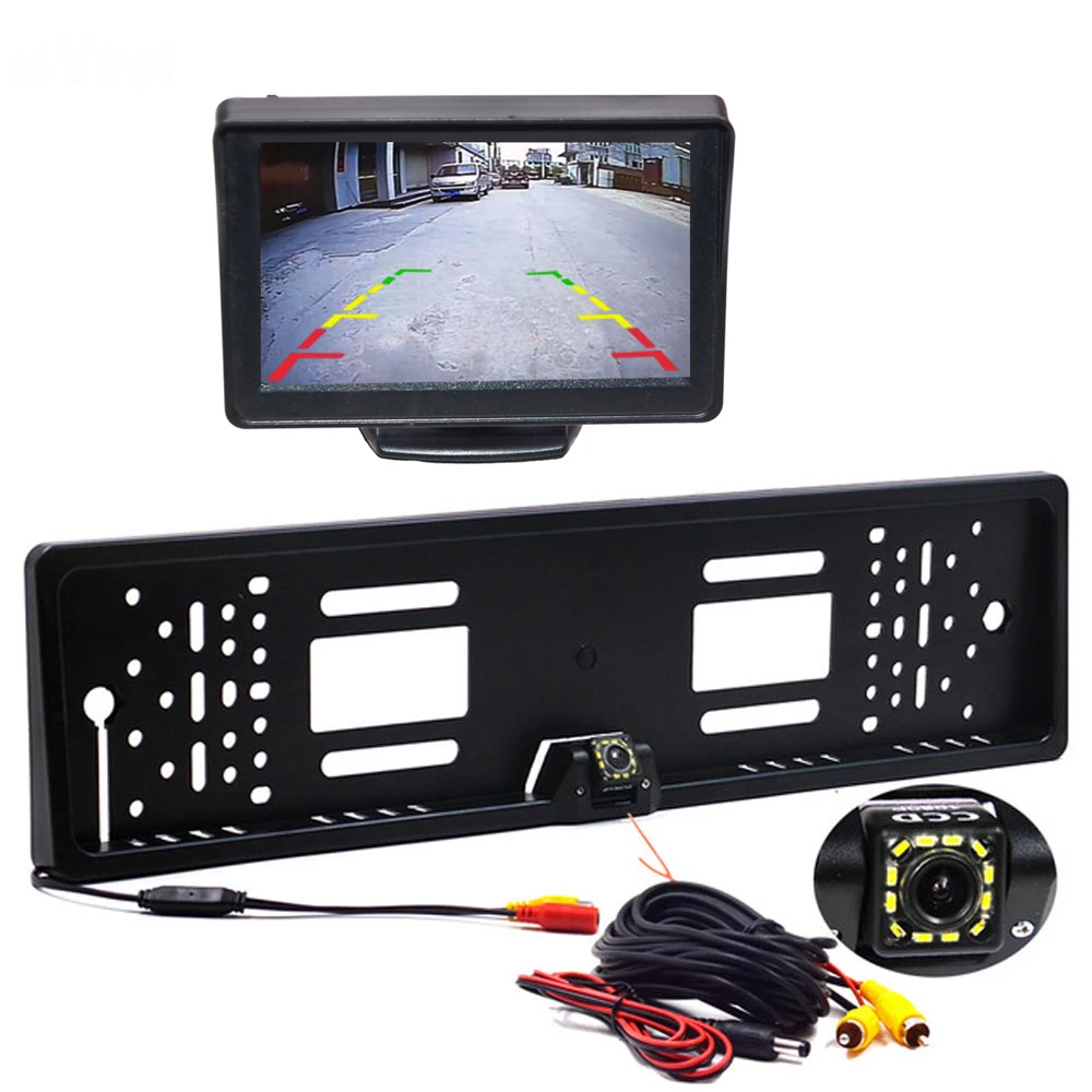 

EU European License Plate Reverse Backup Rear View Camera with 4.3 inch TF LCD Monitor HD CCD Auto Parking Assistance