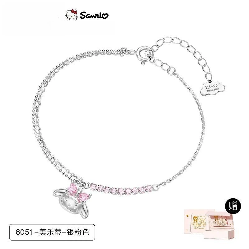 Sanrio Mymelody Girlfriend Bracelet Exquisite Kawaii Niche Design High-end Women's Sterling Silver Tanabata Gift for Girlfriend