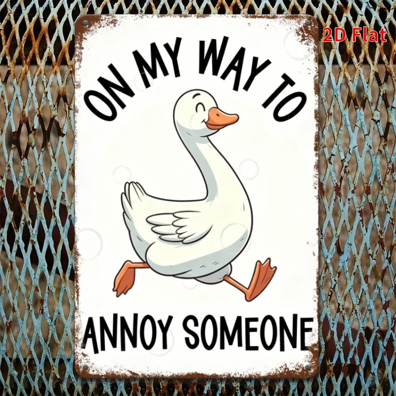 Thickened Iron Retro Iron Painting, 1pc I Want to Annoy Someone Duck Theme Vintage Metal Sign Iron Art, Vintage Style Wall Art