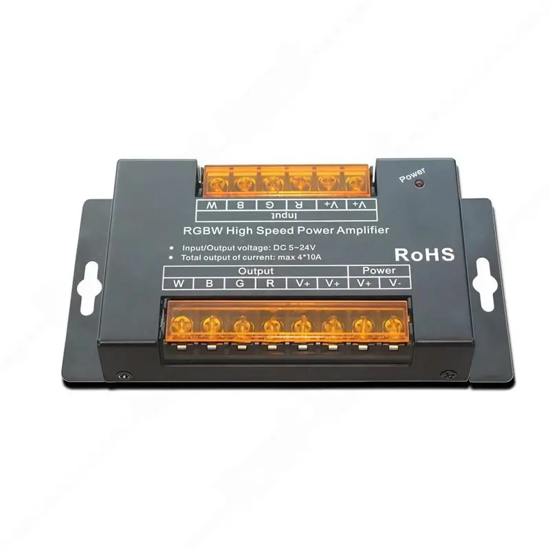 ABGH-New RGBW High Speed Power Amplifier DC 12V 40A 4 Channel Constant Voltage PWM Controller Dimming Signal Extender Rep