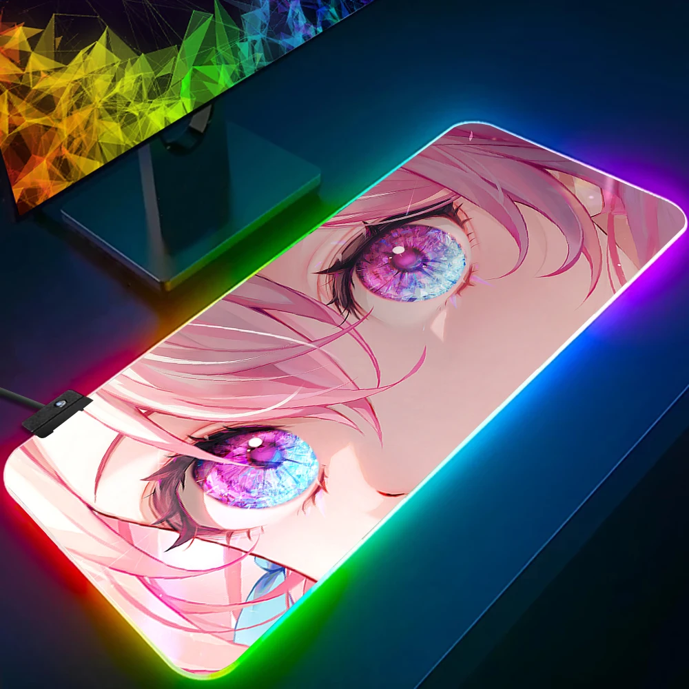 Honkai Star Rail RGB Pc Gamer Keyboard Mouse Pad Mousepad LED Glowing Mouse Mats Rubber Gaming Computer Mausepad