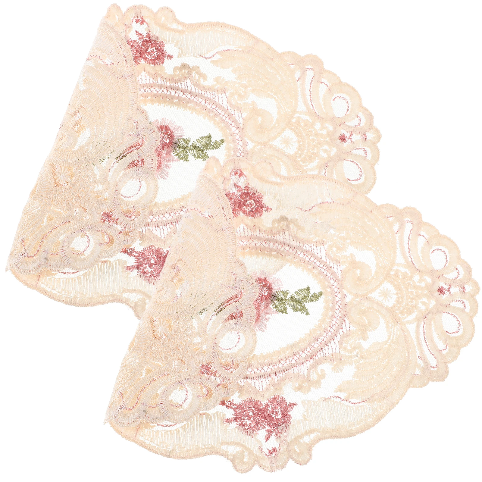 

2Pcs Milk Silk Lace Placemats Embroidered Edge Table Mats Non Slip Heat Resistant for Dining Table Desk Cover Boho Placemat