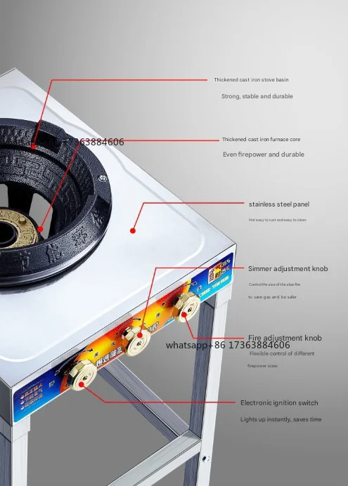 High Pressure Single Burner Gas Stove for Restaurant Kitchen Cooking Soup Commercial Kitchen Floor Standing Cooker Gas Stove