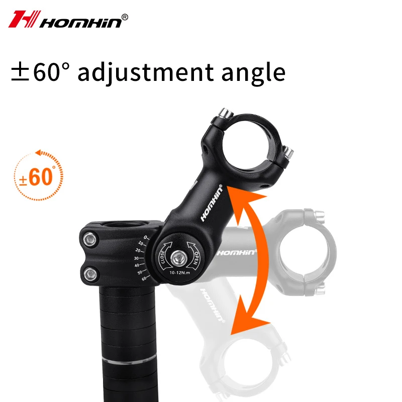 ±60° Bicycle Handlebar Stem Adjustable MTB Bike Stem Bike Riser Ultralight Aluminum Alloy Front Fork Stem Adapter