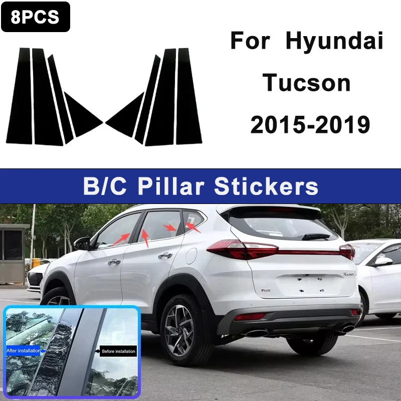 

For Hyundai Tucson 2015-2019 Window B C Pillar Post Cover Trim Stickers Door Column Decorative Exterior Accessories