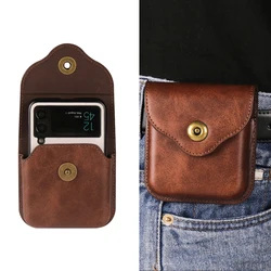 Mobile Phone Bag For Samsung Z Flip 6/ Flip 5/ Flip 4/ Flip 3 Cover Case Leather Motorola Razr 50 Ultra Pocket Belt Clip Holster