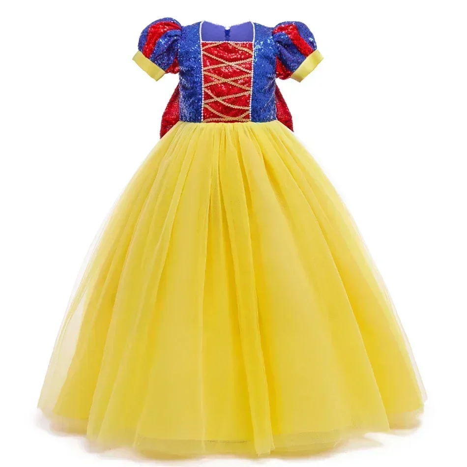 Kids Belle Aurora Costume Girl Halloween Princess Cosplay Party Dress Peach Ariel Rapunzel Cinderella Anna Elsa  Birthday Cloth