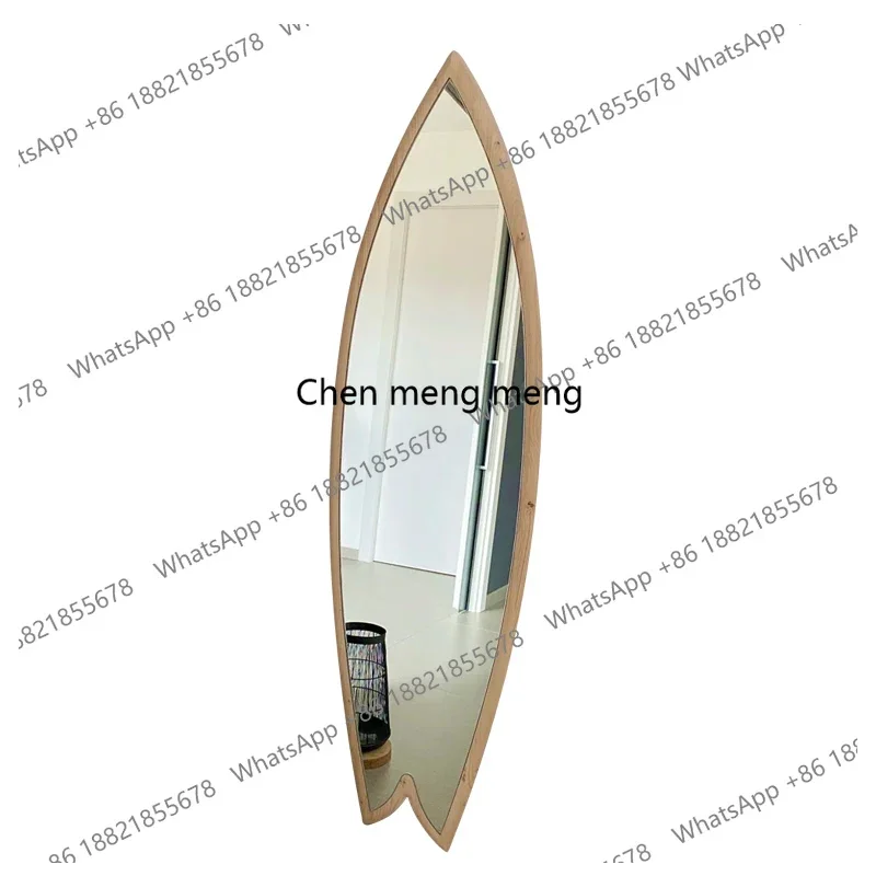 Surfboard full-length mirror Italian high-value full-length mirror wooden design wall-mounted floor-to-ceiling mirror