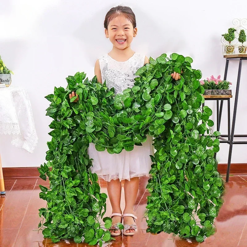 Artificial Ivy Leaves Plants 2M Garland Vines Fake Flowers Plastic Hanging Rattan Home Bedroom Party Garden Wedding Decor