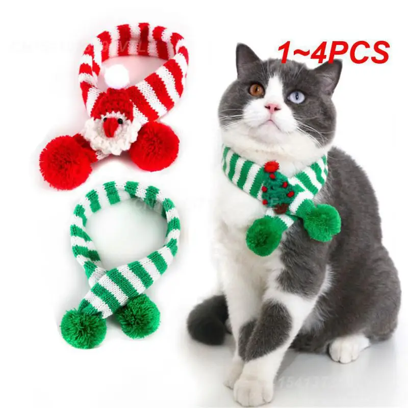 1~4PCS Pet Scarf Lovely Unique High Quality Must Have Warm Best Seller Dog Christmas Scarf Holiday Dog Collar Christmas Scarf