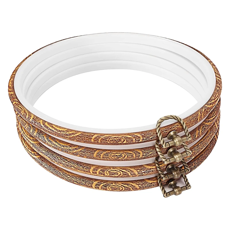 

4 Pieces 8.4 Inch Embroidery Hoops Imitated Wood Display Frame Embroidery Hoops Bulk Circle Embroidery Hoops
