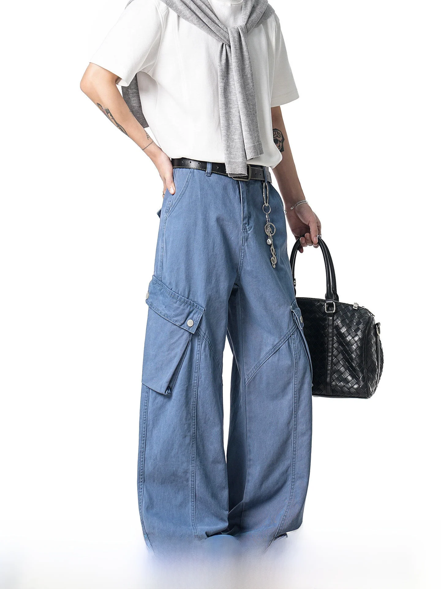 American Style Work Pants Men's Summer Straight Leg Wide Leg Casual Trousers Multiple Pockets Comfortable Cotton Cargo Pants