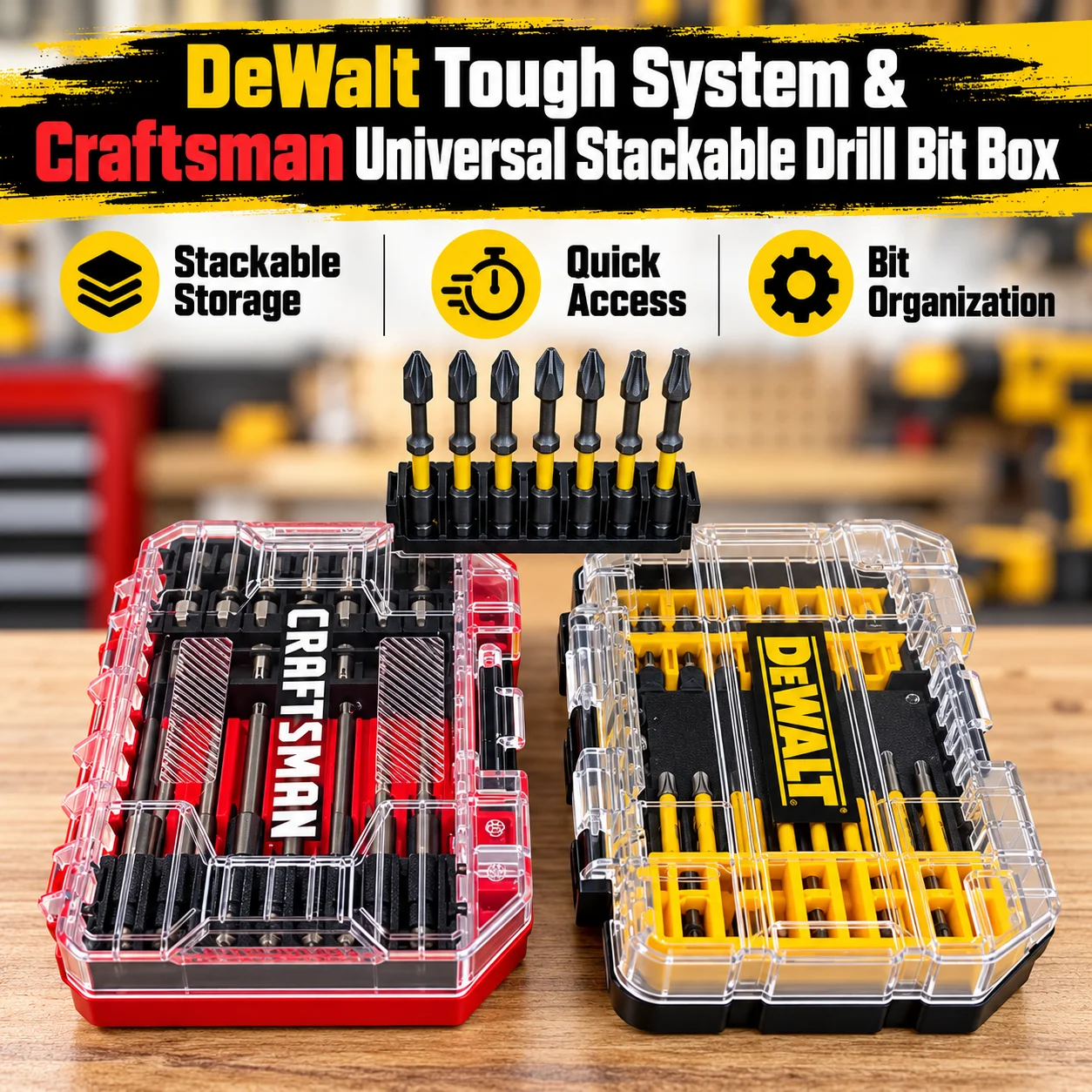 Stackable Drill Bit Holder Storage Organizer for Craftsman VERSASTACK DeWalt TOUGHSYSTEM Bit Case Accessories