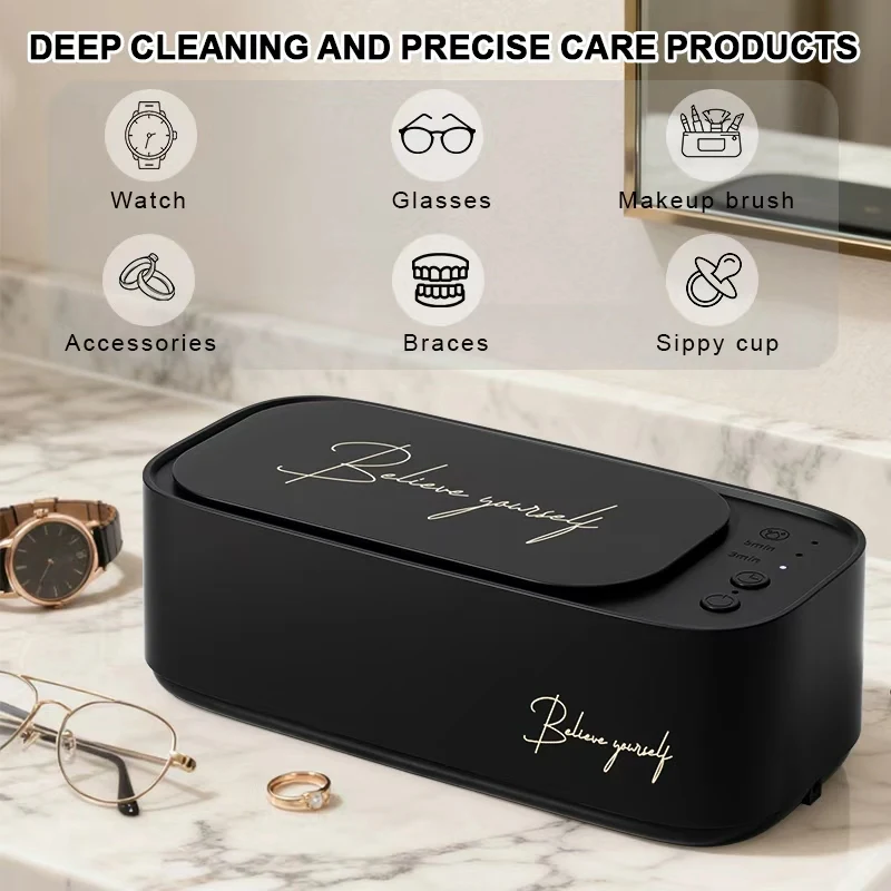 Multifunctionele ultrasone reiniger met automatische timing voor sieraden, horloges en brillen, moeiteloos thuisgebruik