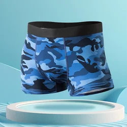 1PC Men Breathable Underpants Large Size Camouflage Military Boxers Panties Mid-Waist Bulge Pouch Underwear Valentines Gifts