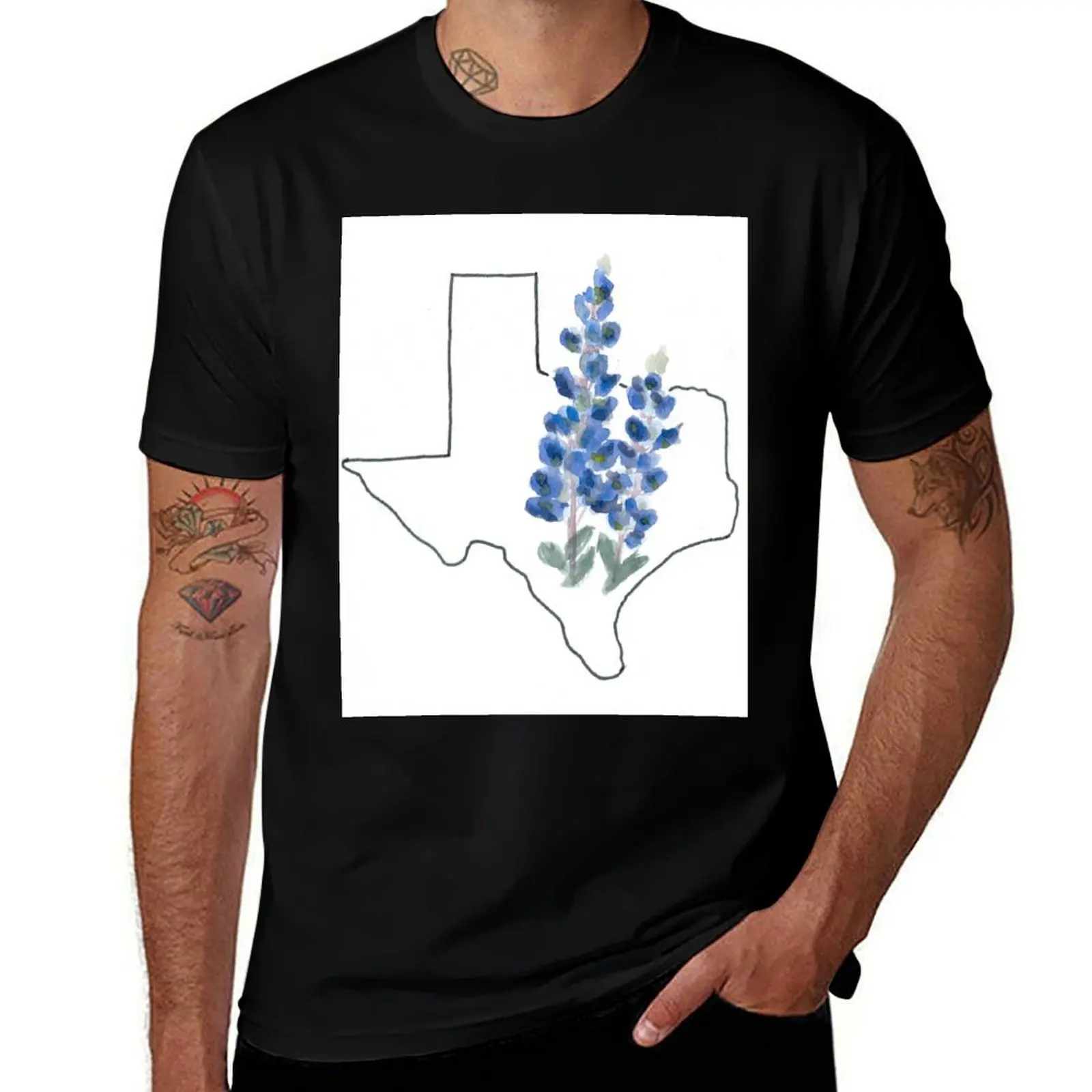 texas bluebonnet state flower T-Shirt Sporty Breathable Short Sleeve T-Shirt