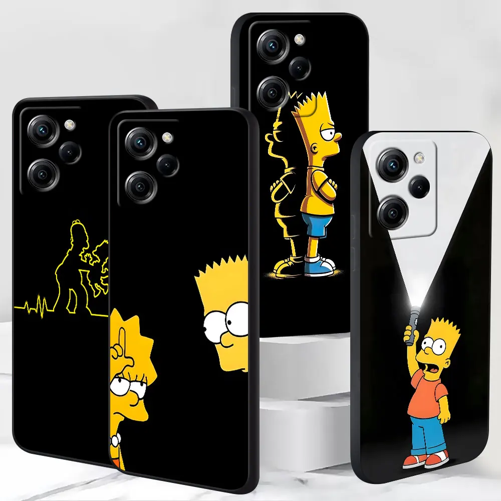 Mobile Phone Case for Xiaomi Poco X4 F7 X3 NFC X5 M4 M7 F5 C65 M6 M3 Pro X2 TPU Black Cover Cute Funny The Simpsons Shell
