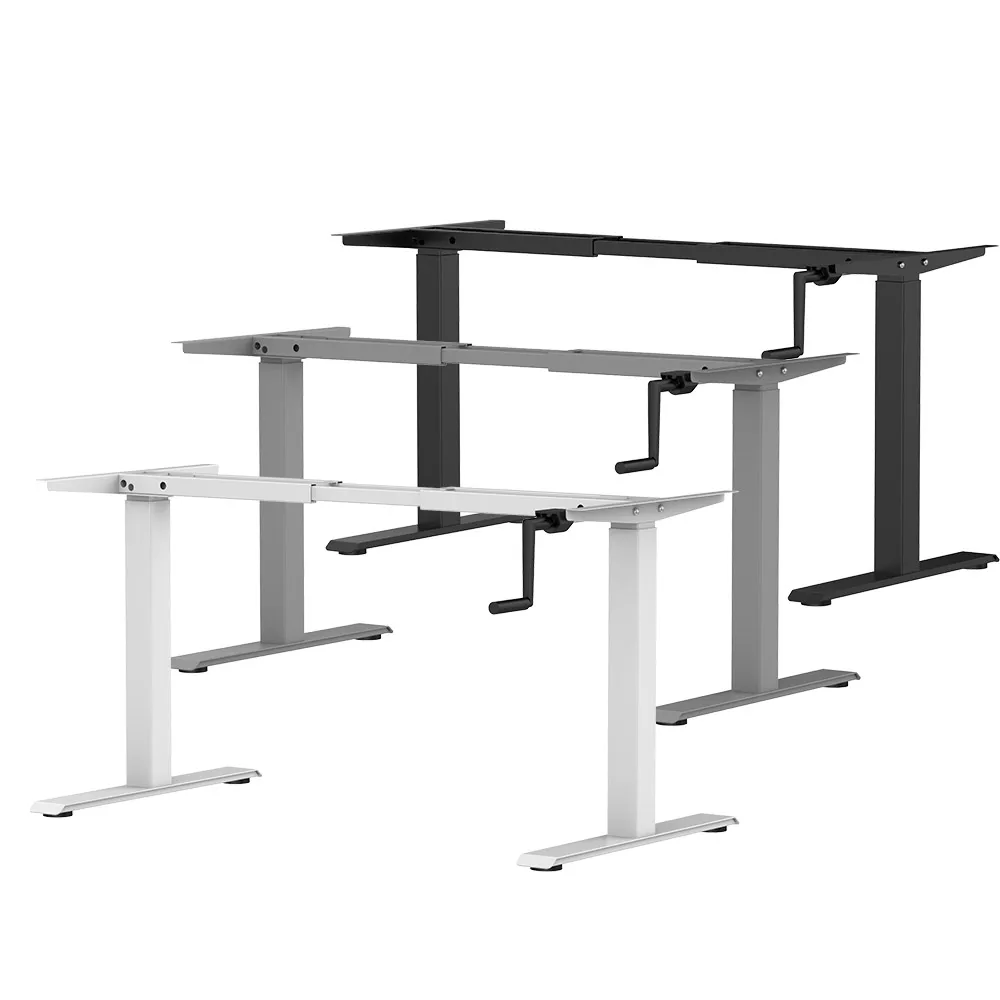 Fixed Black Hand Crank Ergonomic Tables Height Adjustable Office Desk Manual Sit Stand Desk Home Standing Deskpromote sales