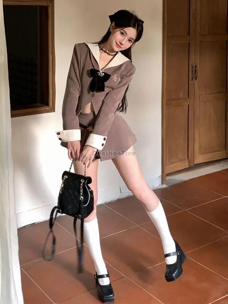 2024 new women sexy jk uniform set  american style sweet sexy short sleeve shirt skirt two-piece jk set sailor collar jk set