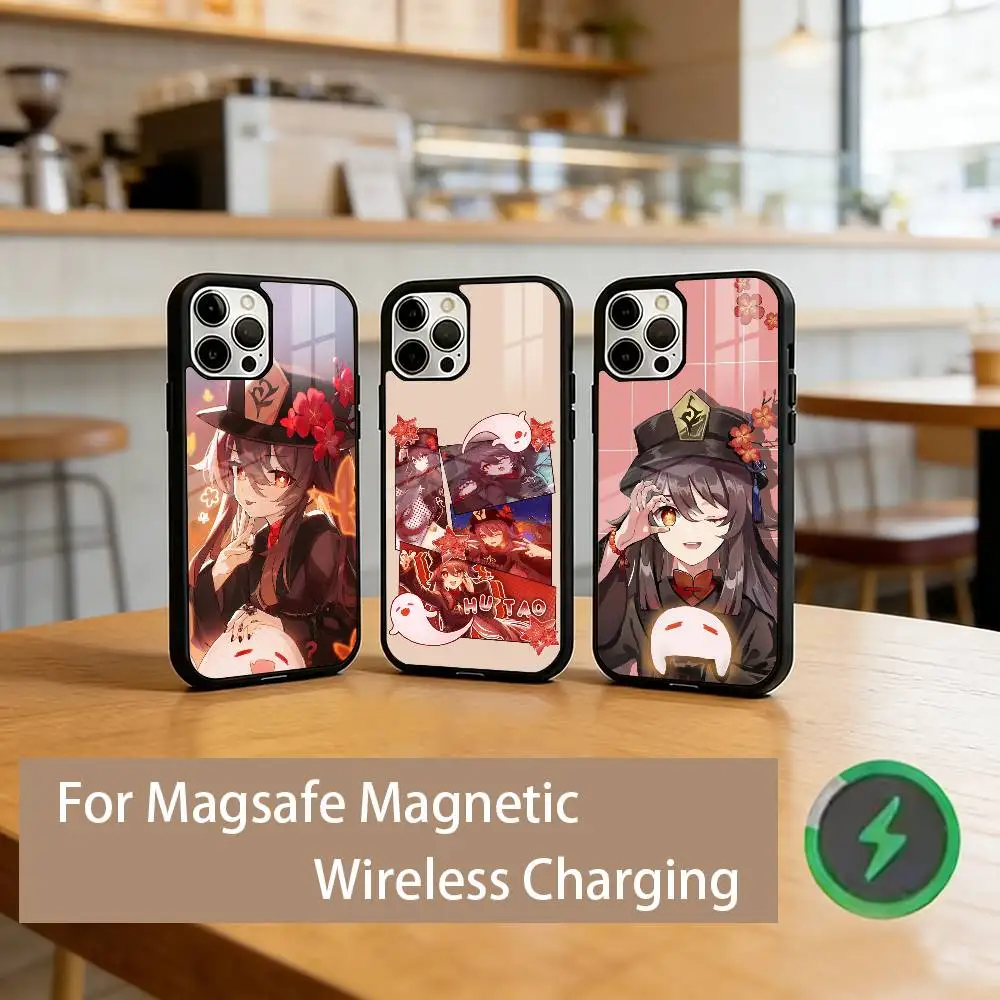 

Genshin H-Hu T-Tao Phone Case For iPhone17,16,15,14,13,12,11 Plus,Pro Magnetic with Magsafe Wireless Charging