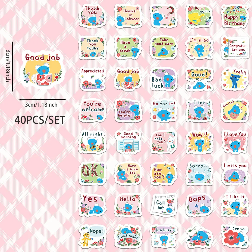 40 шт., кавайные наклейки с поздравительной фразой Penelope, декоративные наклейки, водонепроницаемые, для ноутбука «сделай сам», водонепроницаемые, милые наклейки для детей