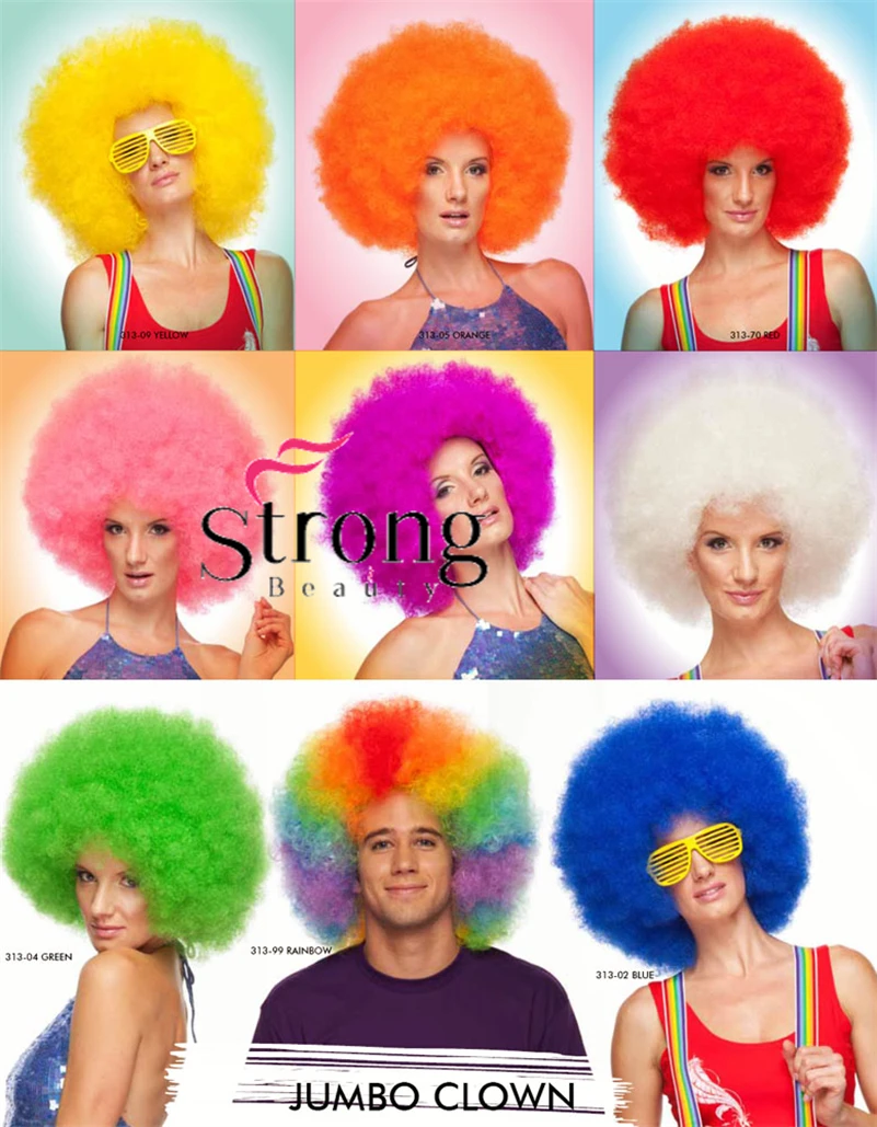 Afro Jumbo Festival Fans Wig clown Costume Halloween Dress Up party Wigs Synthetic Hair COLOUR CHOICES