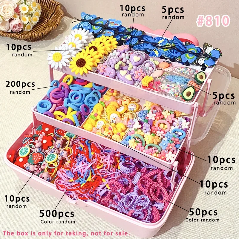 850-teiliges Set aus Grosgrain-Bändern für Kinder-Haaraccessoires, nahtloses Design, hohe Elastizität, Haargummis für Mädchen, bunte Haarbänder. – Detail 6
