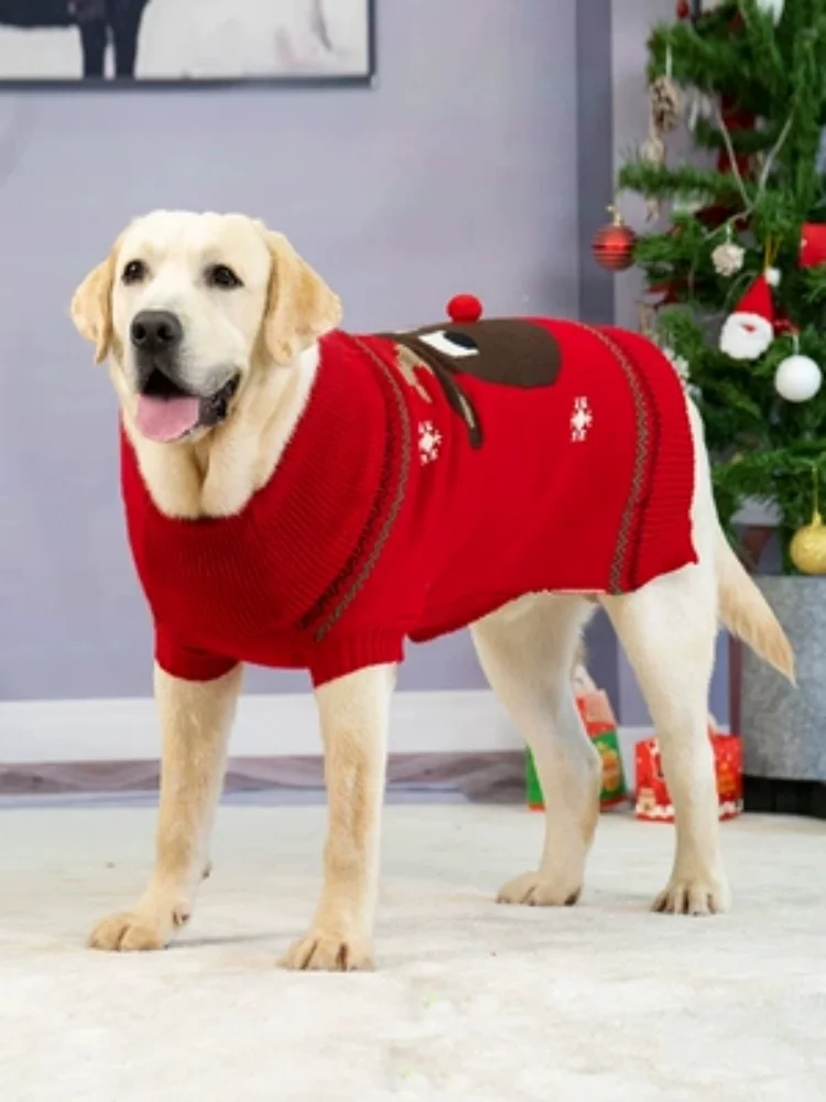 Dog Clothes Large Dog Autumn Winter Knitted Christmas Sweater Big Dog Labrador Golden Hair Autumn