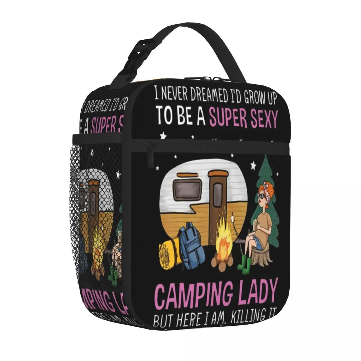 Hot Sale I Never Dreamed I D Grow Up To Be Super Sexy Camping Lady Multi Pocket Office Lunch Bag Preschool Lunch Lunch Carrier