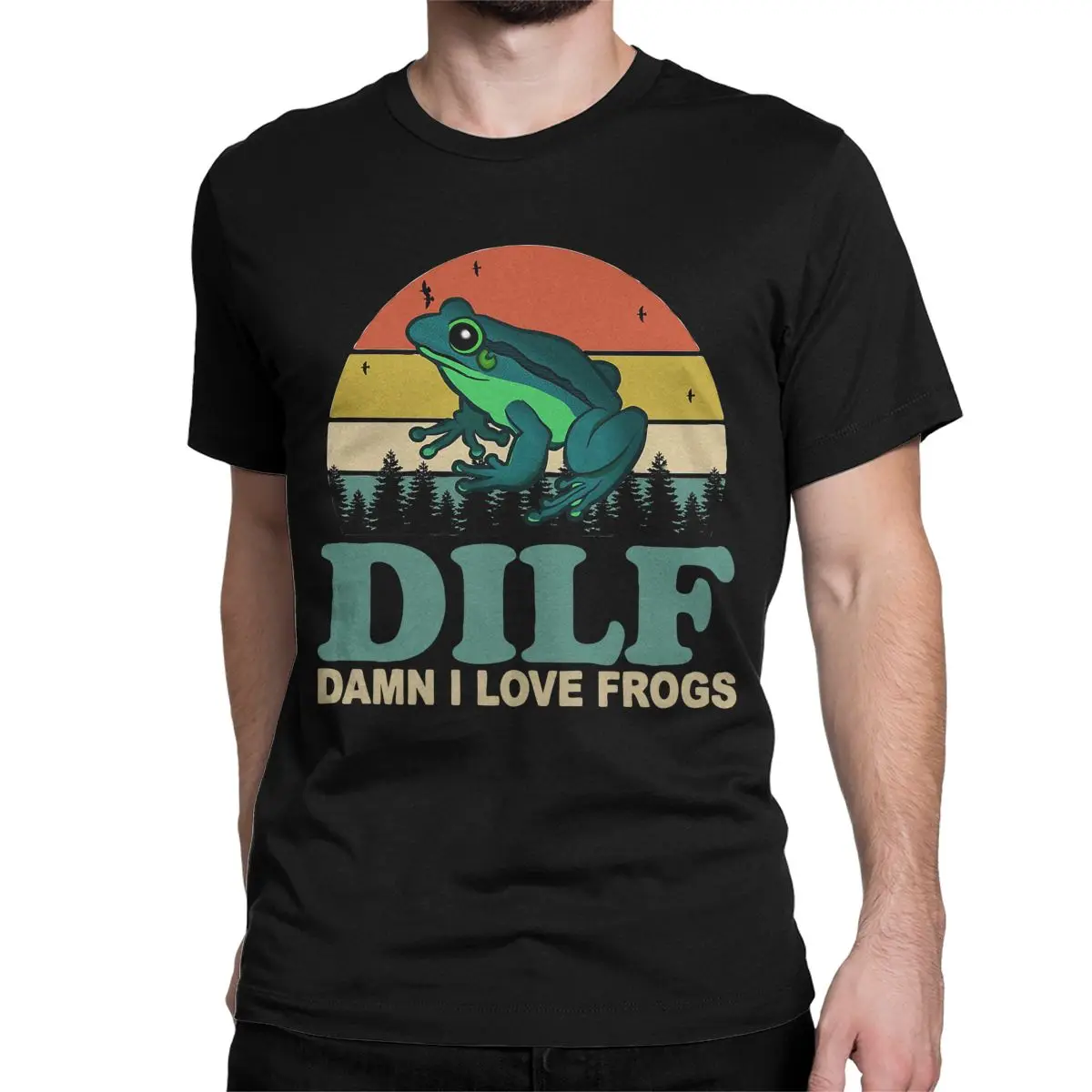 DILF Damn I Love Frogs Men Women's T Shirts Funny Tee Shirt Short Sleeve Crew Neck T-Shirts Cotton Printed Clothing