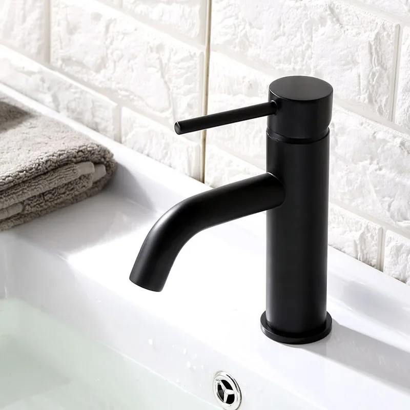 Bathroom Faucet Classic Round Basin Faucet Hot & Cold Water Mixer Tap Matte Black, Brushed Gold, Shiny Rose Gold