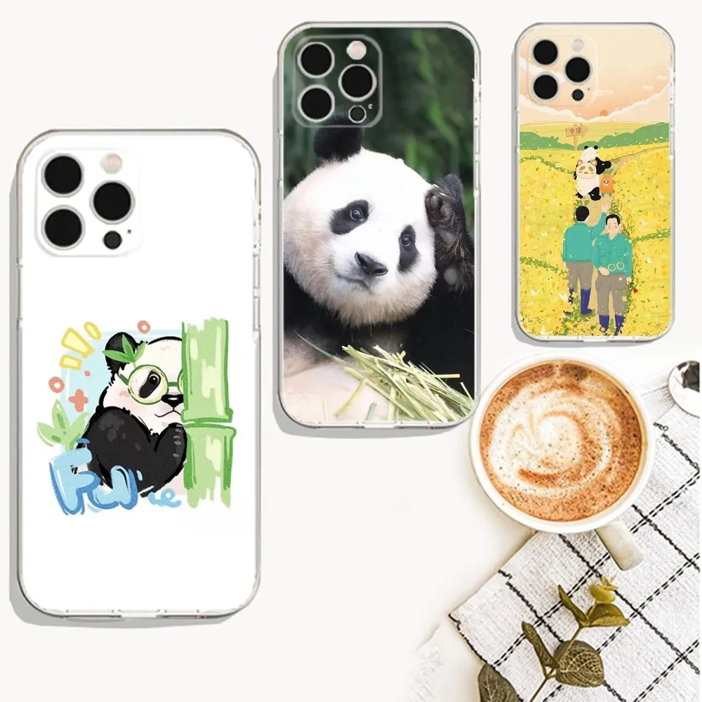 FuBao Panda Phone Case For iPhone Apple 15,14,13,12,Mini,11,Pro,Max,Plus,X,XR,XS,8,SE,2020,Plus Transparent Cover