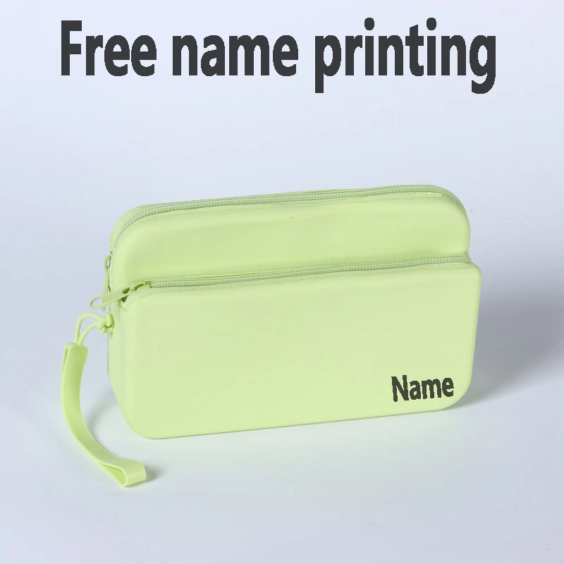 Minimally designed multifunctional silicone storage bag with free name printing, makeup, and personalized customization